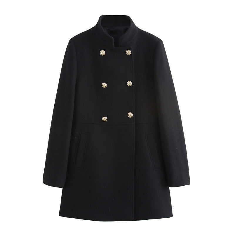 Fashion Blended Double Breasted Coat Coat For Women